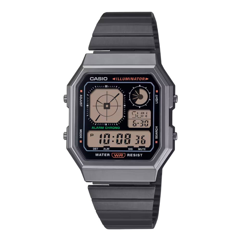 A130WEGG-1ADF | Đồng hồ Casio Nam Nữ | Dây Kim Loại | Đèn Led | Chống Nước