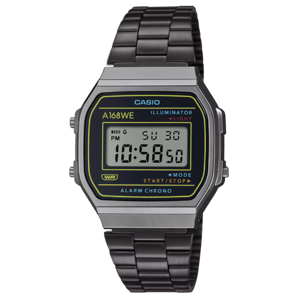 A168WEHB-1ADF | Đồng Hồ Casio | Vintage | Dây Kim Loại ion Đen | Pin 7 Năm | Chống Nước