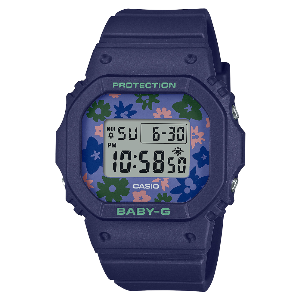 BGD-565RP-2DR | Đồng Hồ Casio | Baby-G Nữ | Dây Nhựa Xanh Navy | Mặt Vuông | Chống Nước WR200m