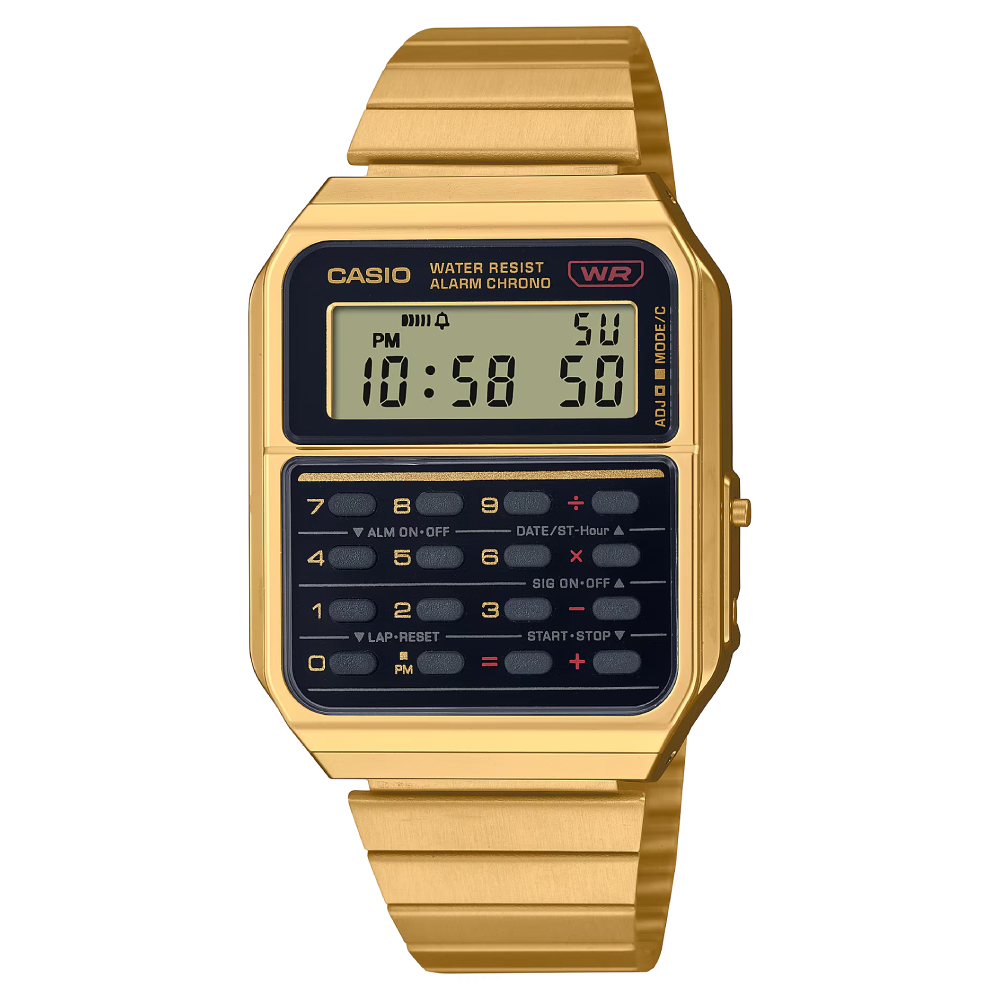 CA-500WEG-1ADF | Đồng Hồ Casio Nam | Data Bank | Dây Kim Loại | Có Máy Tính | Pin 5 Năm