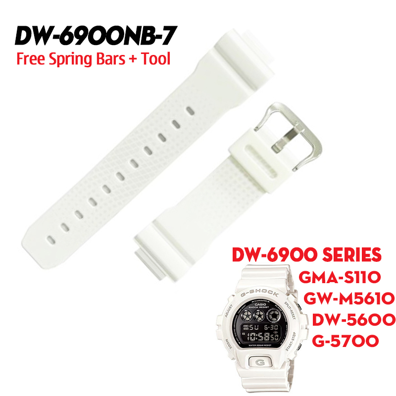 Dây G-Shock DW-6900NB-7- Dây Nhựa Trắng 