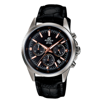 ĐỒNG HỒ NAM CASIO EDIFICE EFR-527L-1AVUDF Dây da màu đen - Mặt đen - Kim và vạch chỉ số màu nâu