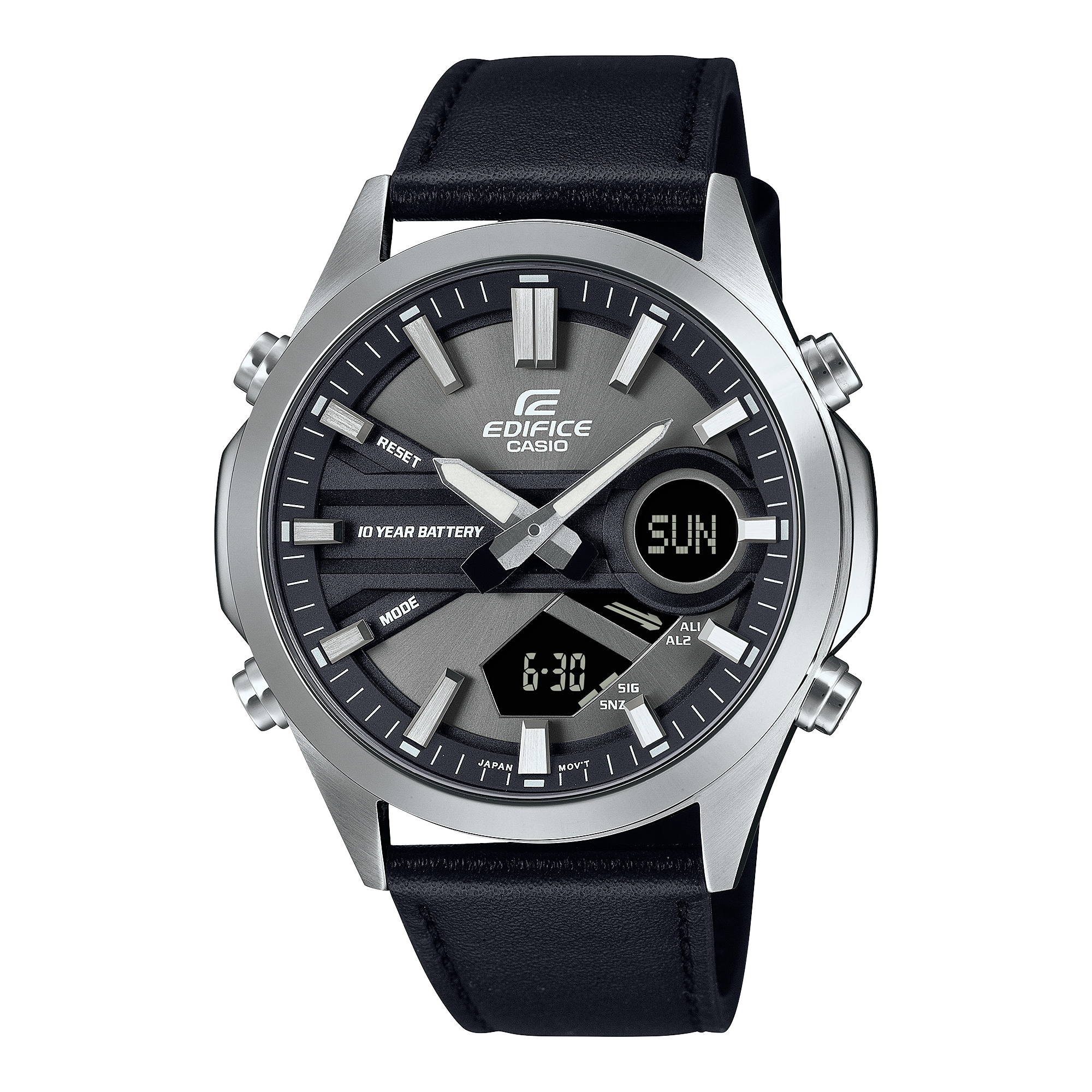 EFV-C120L-8ADF | Đồng Hồ CASIO EDIFICE | Kim - Điện Tử | Dây Da | Pin 10 Năm | WR100m