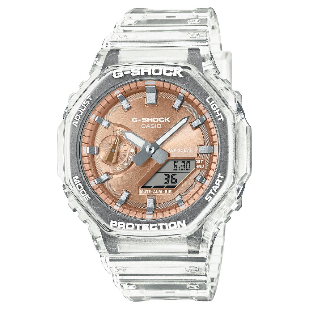 GA-2100BM-7A5DR | Đồng Hồ Casio G-shock | Nam | Dây Nhựa Trong Suốt | Mặt số kim loại | Chống nước 200m