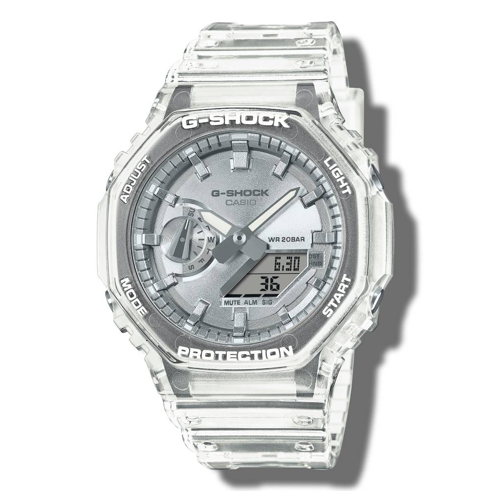 GA-2100BM-7A8DR | Đồng Hồ Casio G-shock | Nam | Dây Nhựa Trong Suốt | Mặt số kim loại | Chống nước 200m