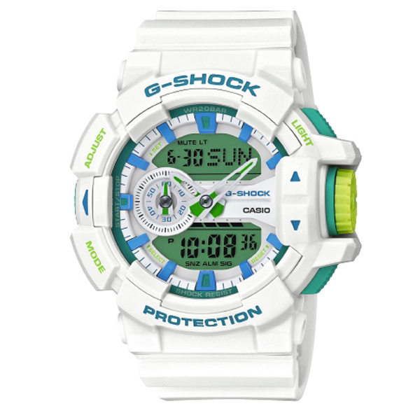 Đồng hồ Nam Casio G-Shock GA-400WG-7A Dây nhựa trắng - Mặt điện tử kim