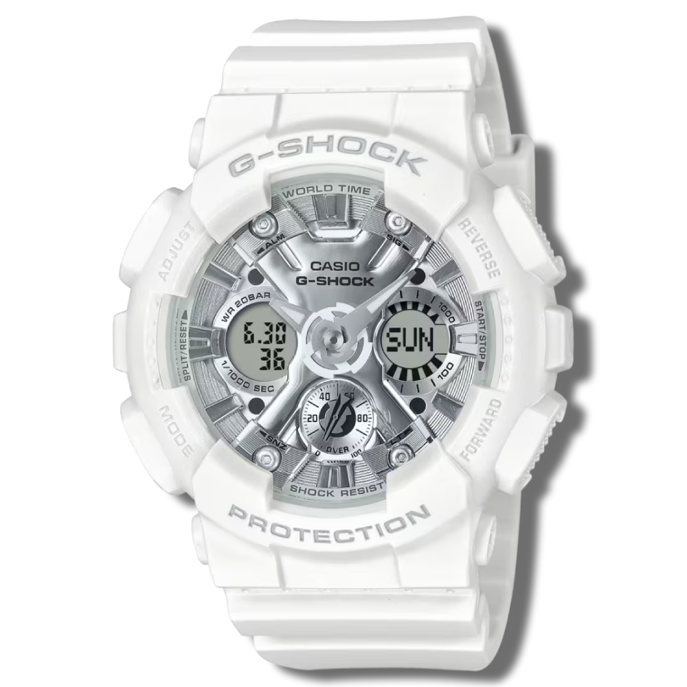 GMA-S120VA-7ADR | Đồng Hồ Casio | G-Shock | Nữ Dây Nhựa Trắng | Chống Từ | Chống Va Đập | Chống Nước WR20BAR