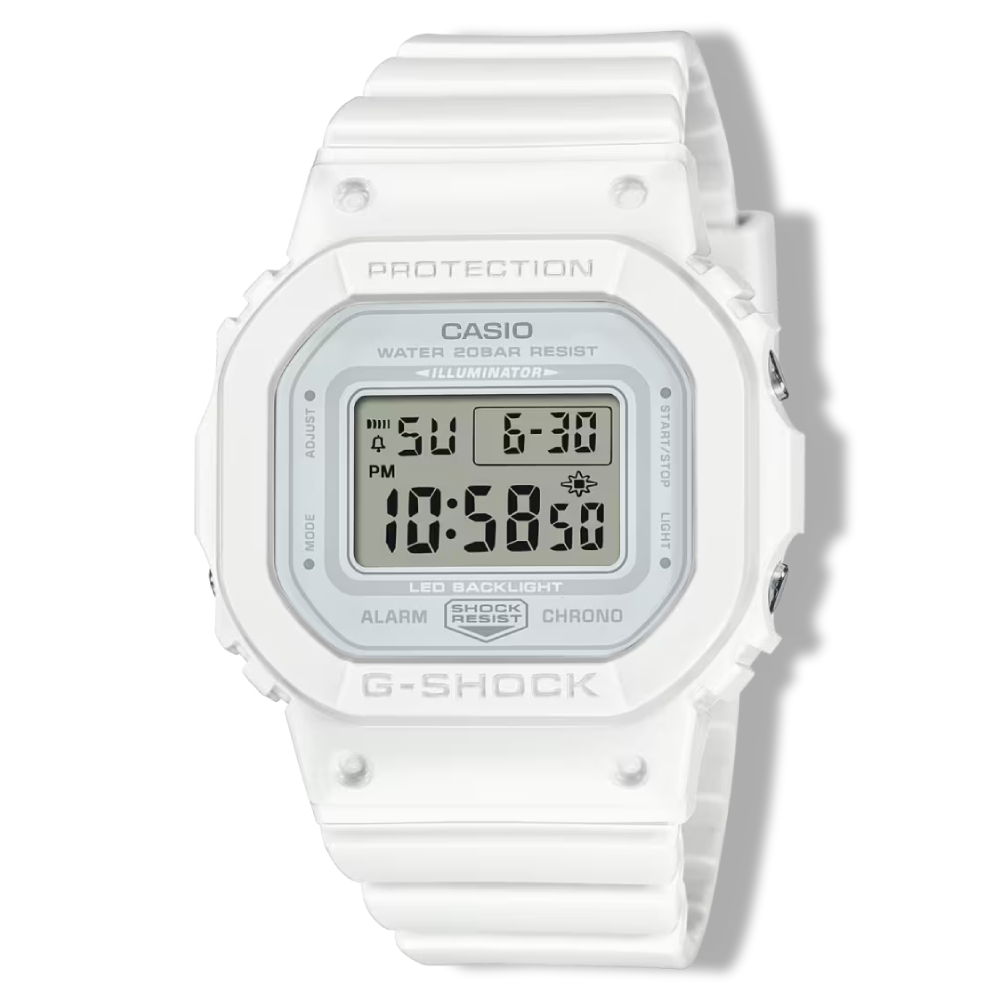 GMD-S5600BA-7DR | Đồng Hồ Casio | G-Shock Nữ| Dây Nhựa Màu Trắng | Mặt Vuông Điện Tử | Chống Nước WR20BAR