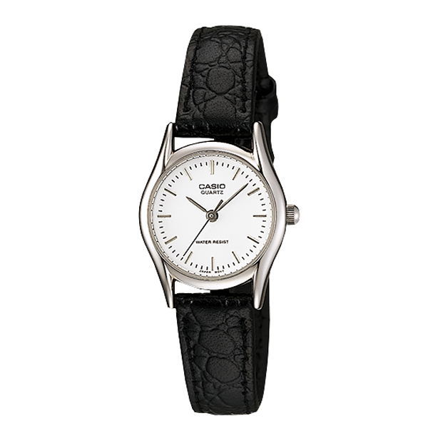 Đồng hồ nữ Casio LTP-1094E-7AR Dây da màu đen - Mặt đồng hồ màu trắng