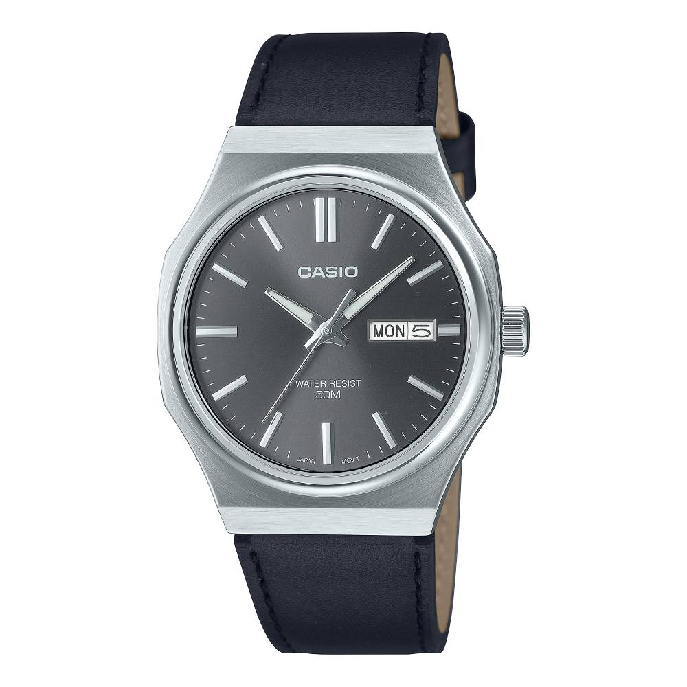 MTP-E735L-8AVDF | Đồng hồ Casio Nam | Dây Da | Mặt bát giác | Chống nước 50m | Size mặt 37.5 mm