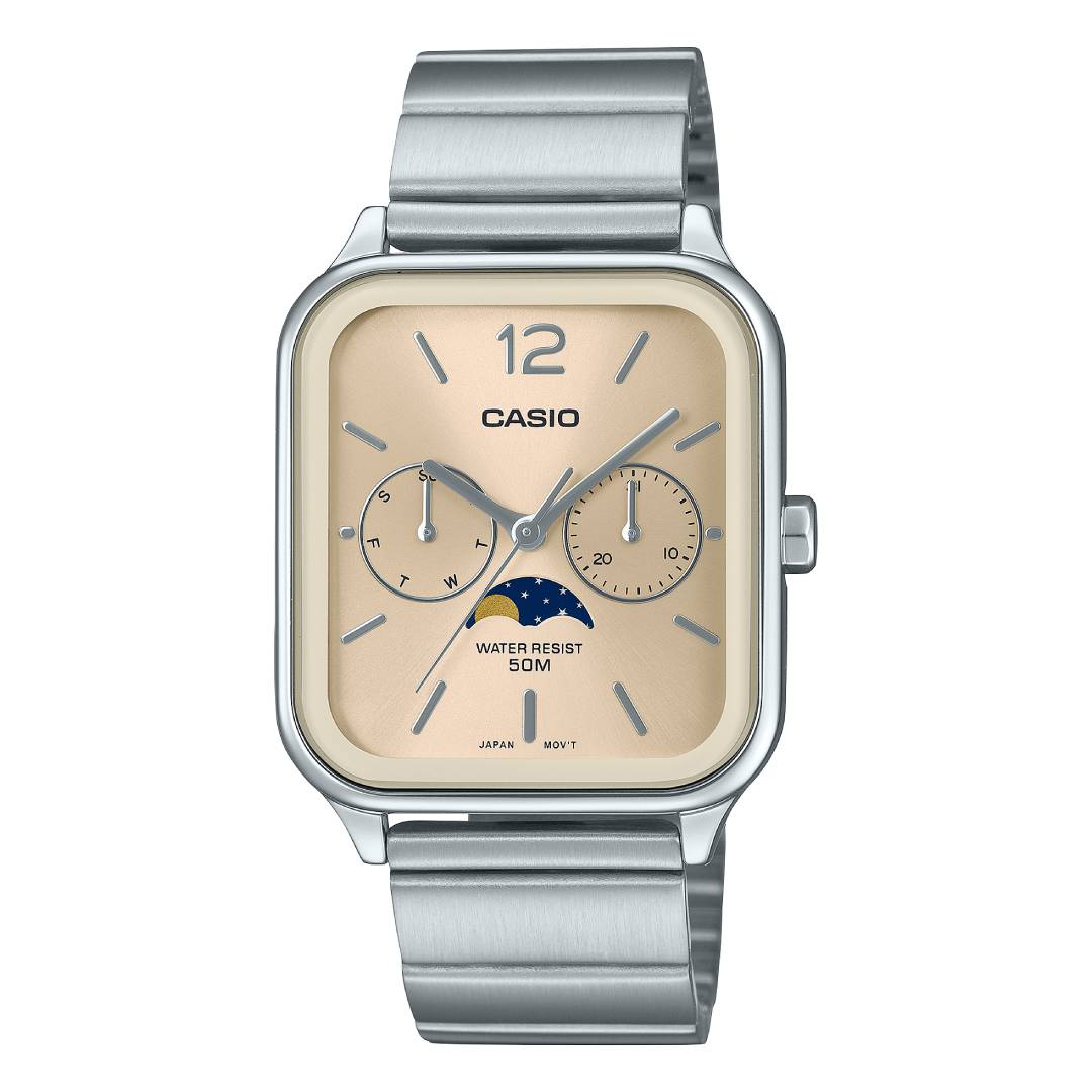 MTP-M305D-9AVDF | Đồng Hồ Casio | Nam | Dây Kim Loại | Chu Kì Trăng | Chống Nước WR50M