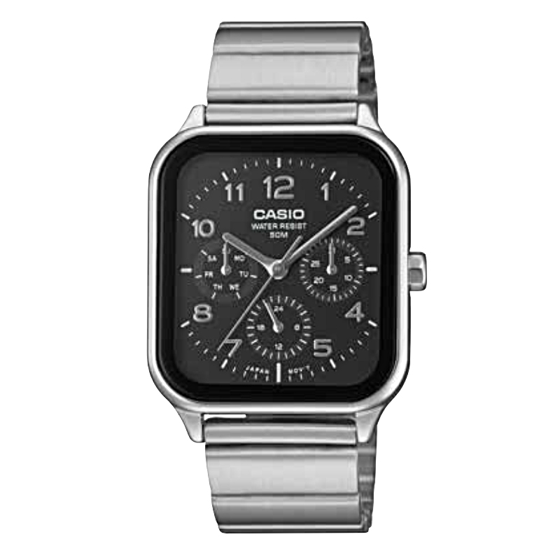 MTP-M306D-1AVDF | Đồng Hồ Casio Nam | Dây kim Loại | Mặt Bo Góc | 6 Kim | Chống nước 50m