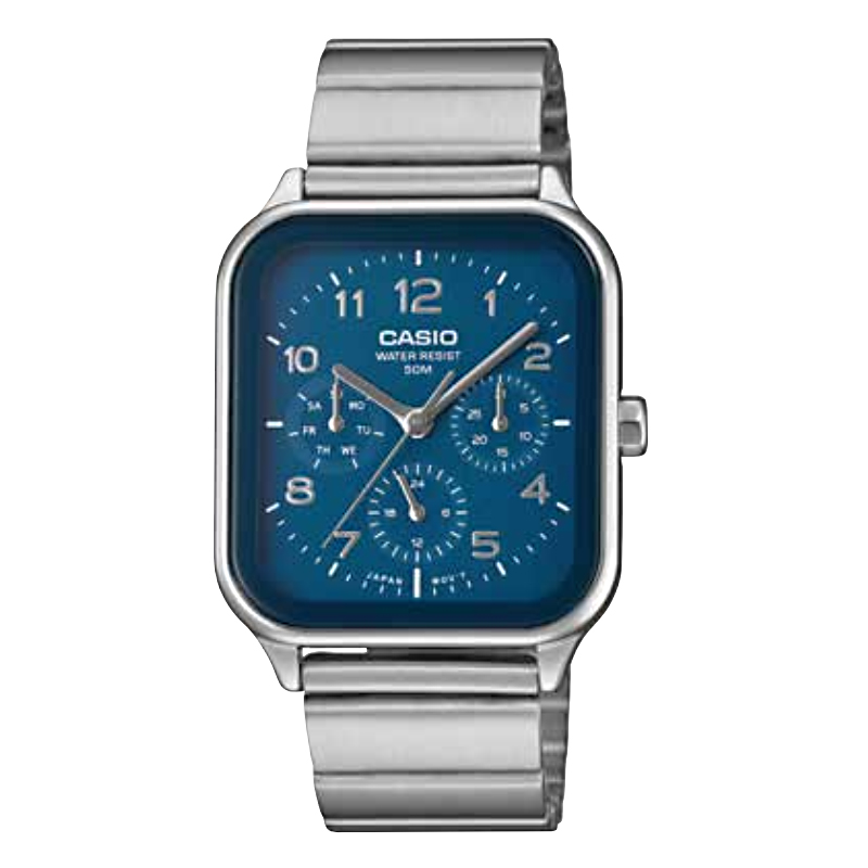 MTP-M306D-2AVDF |  Đồng Hồ Casio Nam | Dây kim Loại | Mặt Bo Góc | 6 Kim | Chống nước 50m