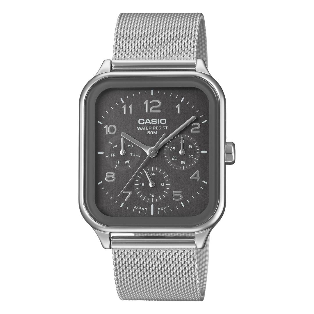 MTP-M306M-8AVDF | Đồng Hồ Casio Nam | Dây kim Loại Lưới | Mặt Bo Góc | 6 Kim | Chống nước 50m