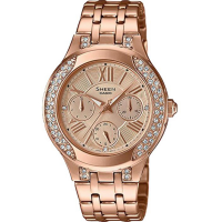 SHE-3809PG-9AUDR | Đồng Hồ Casio | Sheen | Nữ | Dây Kim Loại Vàng hồng Sang Trọng | Viền Đính Đá Pha Lê