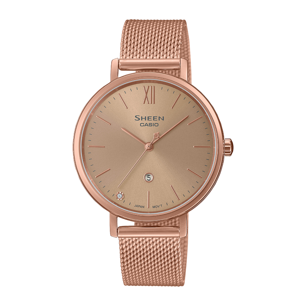 SHE-4539PM-5AUDF | Đồng Hồ Casio | Sheen | Nữ | Dây Kim Loại | Kính Sapphire | Chống Nước WR50M