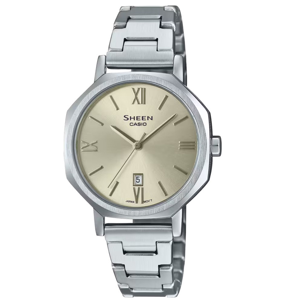 SHE-4554D-9AUDF | Đồng Hồ Casio | Sheen | Nữ | Dây Kim Loại | Mặt Kính Saphia | WR50M