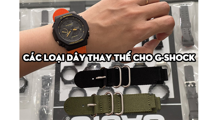 Tổng hợp các loại dây thay thế cho G-Shock: resin, silicone, TPU, carbon, hybrid