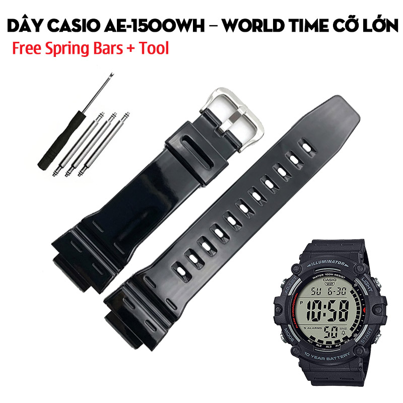 Dây Casio AE-1500WH – World Time Cỡ Lớn Và Các Lựa Chọn Thay Thế