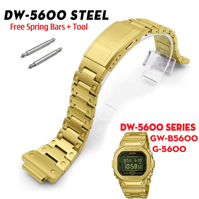 Dây Kim Loại G-Shock Square DW-5600 DW-5610 G-5600 GW-B5600 Màu Vàng Gold