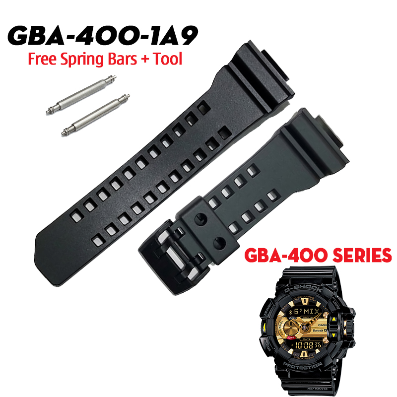 Dây G-Shock GBA-400-1A9 - Nhựa Resin Cao Cấp Màu Đen Bóng Nổi Bật