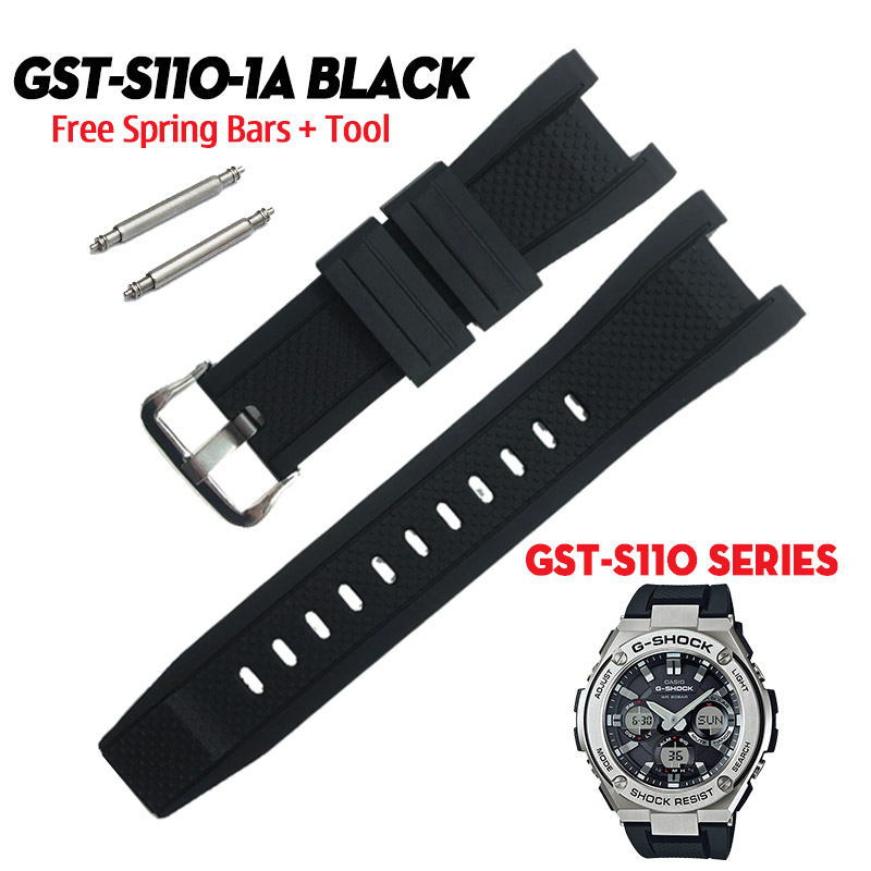 Dây G-Shock GST-S110-1A Chính Hãng - Dây Nhựa Đen