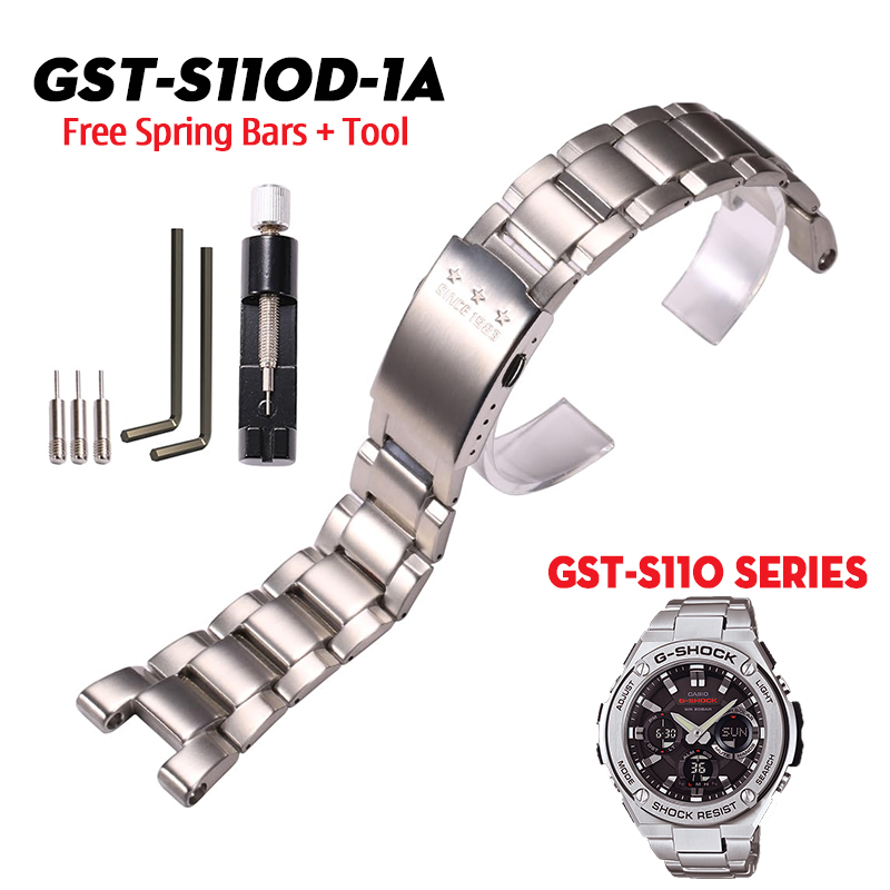 Dây kim loại G-Shock GST-S110D-1A  Thép Không Gỉ Màu Bạc - Sang Trọng