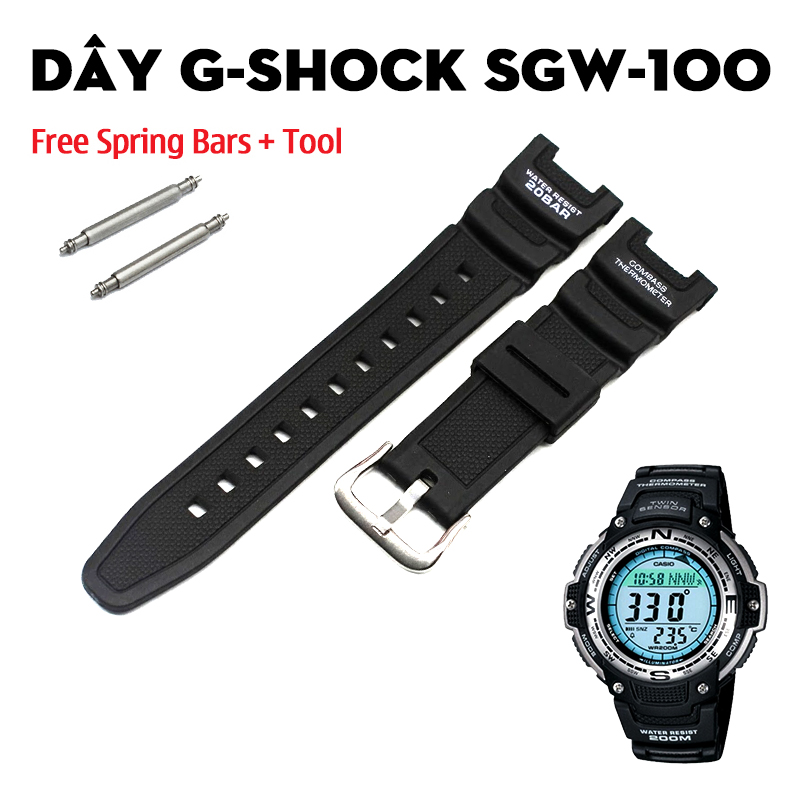 Dây G-Shock SGW-100 – Bộ Sưu Tập Dây Nhựa Màu Đen Cho Dòng OutGear Twin Sensor
