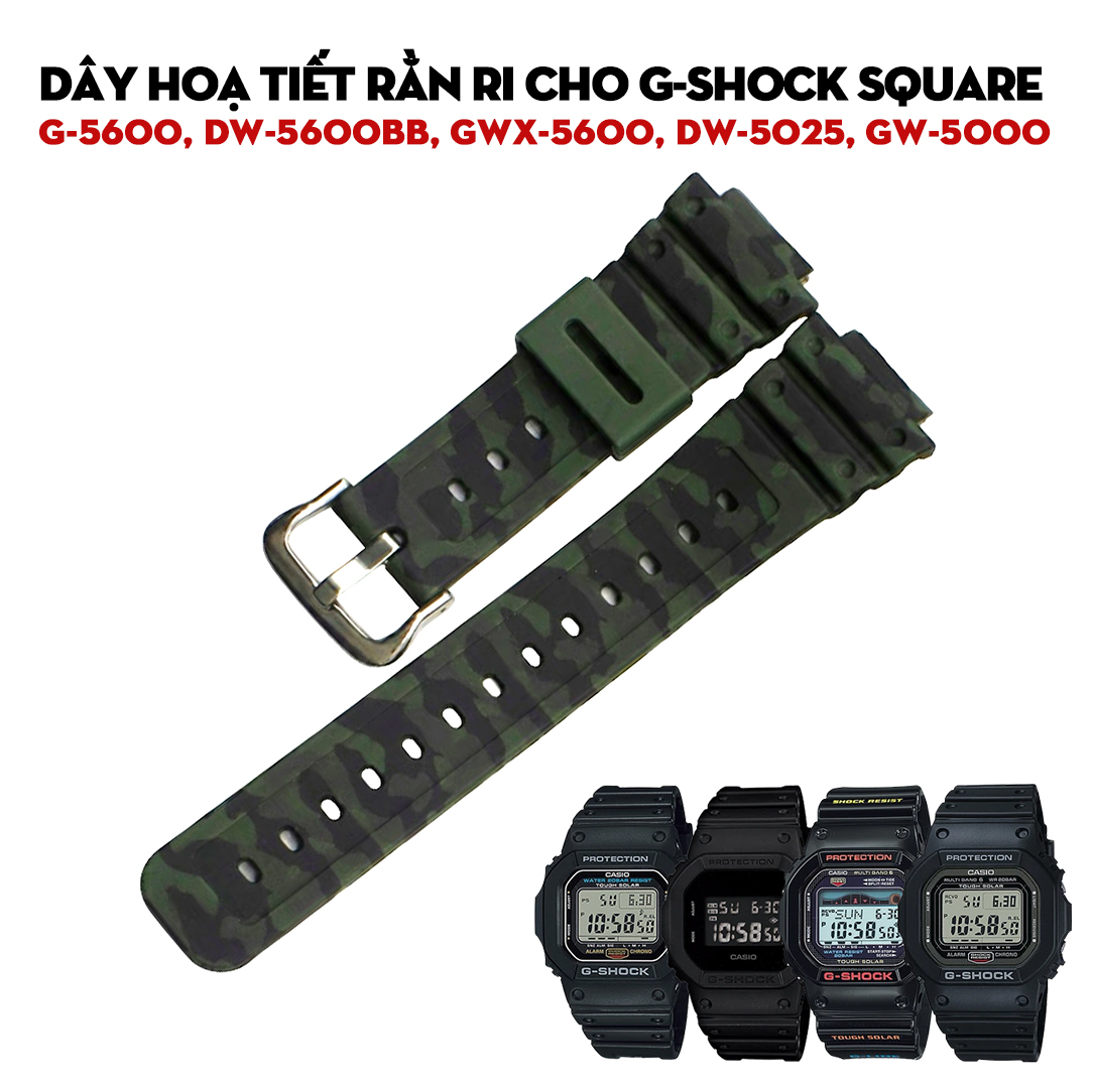 Dây hoạ tiết rằn ri cho G-Shock Square: G-5600, DW-5600BB, GWX-5600, DW-5025, GW-5000