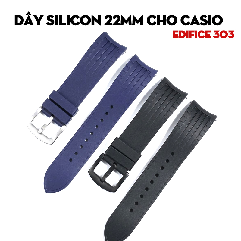 Dây silicon 22mm cho Casio Edifice 303 – Thay thế dây thể thao chống nước cho nam