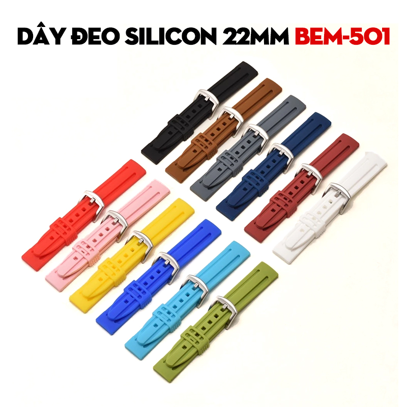 Dây đeo silicon 22mm cho Casio BEM-501 / BEM-506 – Thay thế dây da, thể thao chống nước