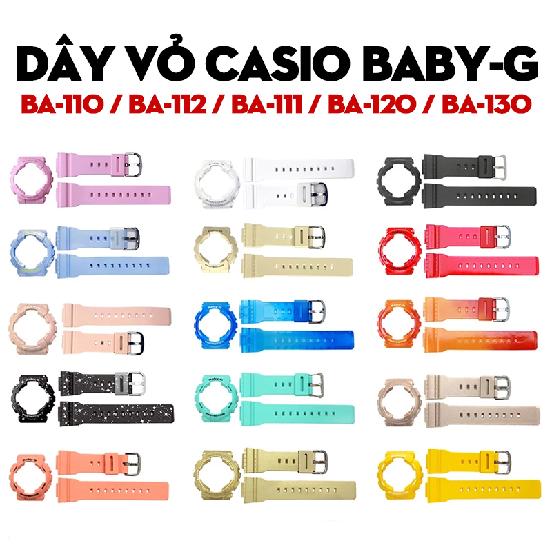 Dây Vỏ BABY-G BA-110 / BA-112 / BA-111 – Bộ Sưu Tập Dây Thay Thế Cho Dòng “Bánh Răng” Nữ Tính