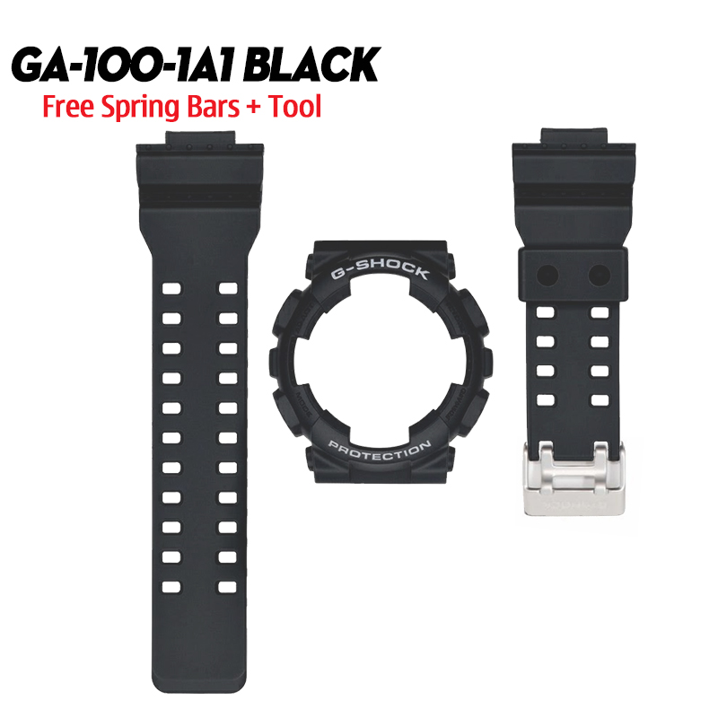 Dây Vỏ Casio G-Shock GA-100-1A1 Chính Hãng - Bộ Dây Vỏ Đen Nguyên Bản 