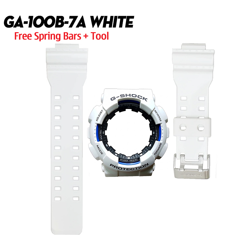 Dây Vỏ Casio G-Shock GA-100B-7A Chính Hãng - Bộ Dây Vỏ Trắng Đen