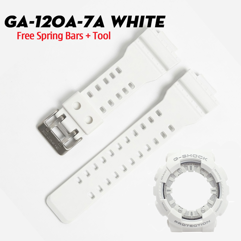Dây Vỏ Casio G-Shock GA-120A-7A Chính Hãng - Bộ Dây Vỏ Trắng 