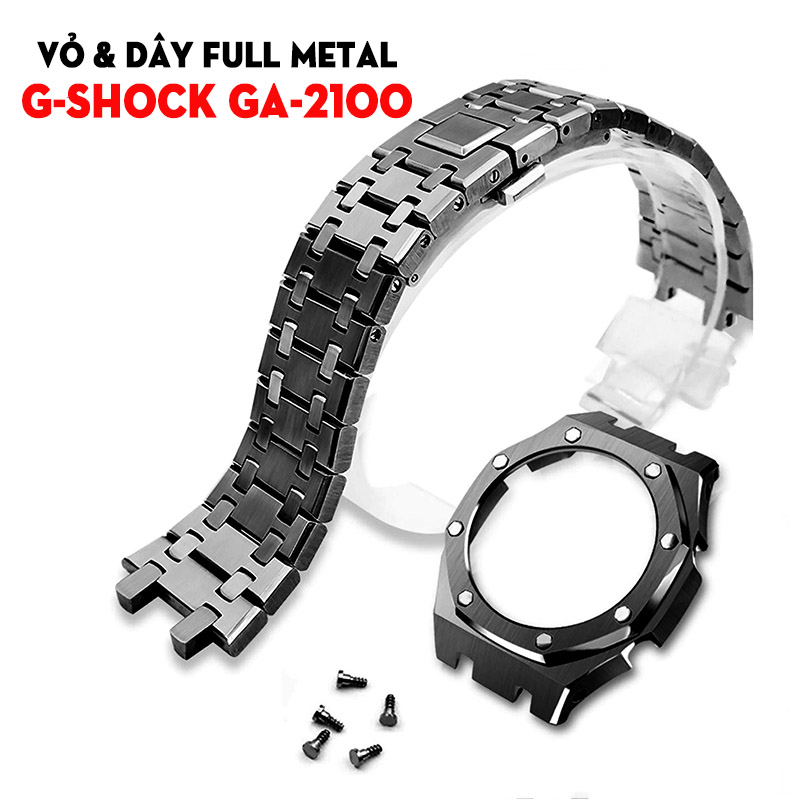 Dây Vỏ Kim Loại Thế Hệ 3 G-Shock GA-2100 Màu Đen - Full Metal Black CasiOak
