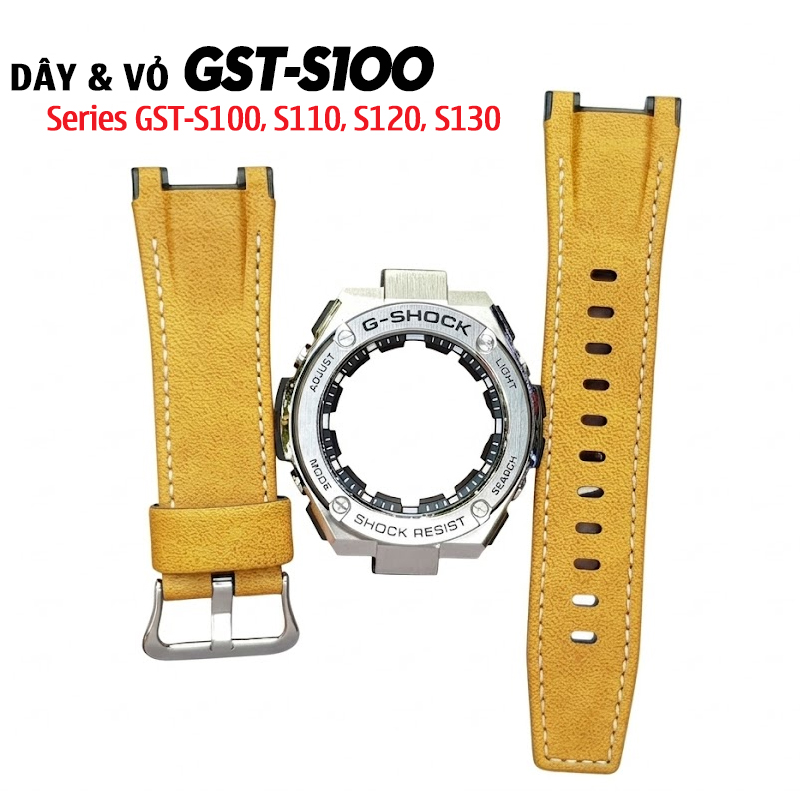Dây Vỏ G-Shock G-Steel Dây Da Vàng - Bộ Dây Da Cao Cấp Màu Vàng Nâu