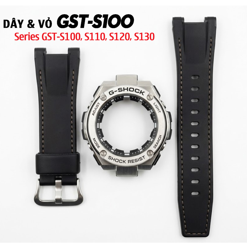 Dây Vỏ G-Shock G-Steel Dây Da Đen - Bộ Dây Da Cao Cấp Cho GST-S100, S110, S120, S130