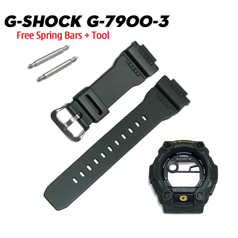 Dây Vỏ Casio G-Shock G-7900-3 Chính Hãng - Bộ Dây Vỏ Xanh Olive Cho G-7900