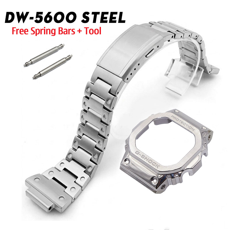 Dây Vỏ Kim Loại G-Shock DW-5600 Màu Bạc - Full Metal Square Chính Hãng