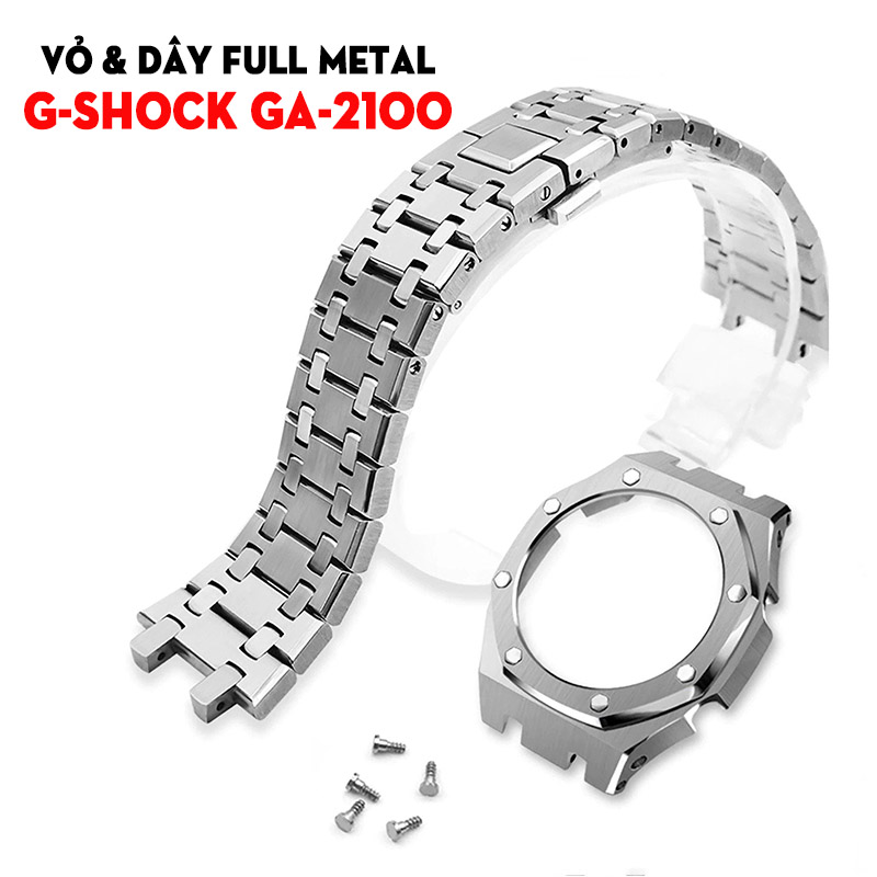 Dây Vỏ Kim Loại Thế Hệ 3 G-Shock GA-2100 Layer Màu Bạc - Full Metal CasiOak