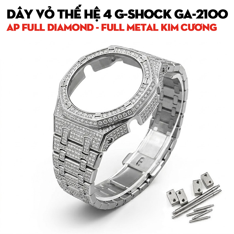  Dây Vỏ Thế Hệ 4 G-Shock GA-2100 AP Full Diamond - Full Metal Kim Cương