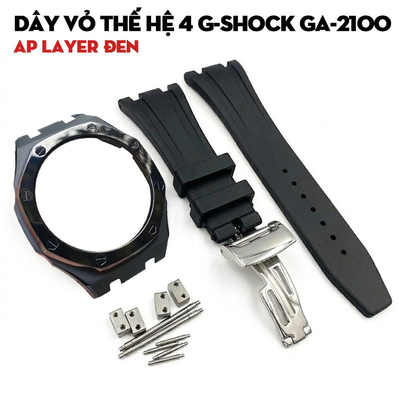 Dây Vỏ Thế Hệ 4 G-Shock GA-2100 Vỏ AP Layer Đen - Dây Nhựa Đen