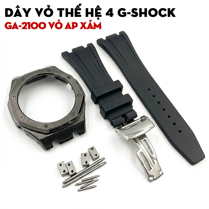 Dây Vỏ Thế Hệ 4 G-Shock GA-2100 Vỏ AP Xám - Dây Nhựa Đen