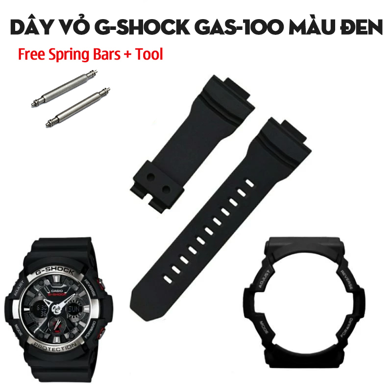 Dây Vỏ G-Shock GAS-100 Màu Đen – Bộ Sưu Tập Thay Thế Cho Dòng Đồng Hồ Cỡ Lớn