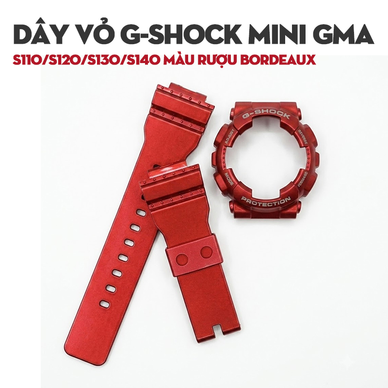 Dây Vỏ G-Shock Mini GMA-S110/S120/S130/S140 Màu Rượu Bordeaux – Bộ Sưu Tập Sang Trọng Cho Cổ Tay Nhỏ
