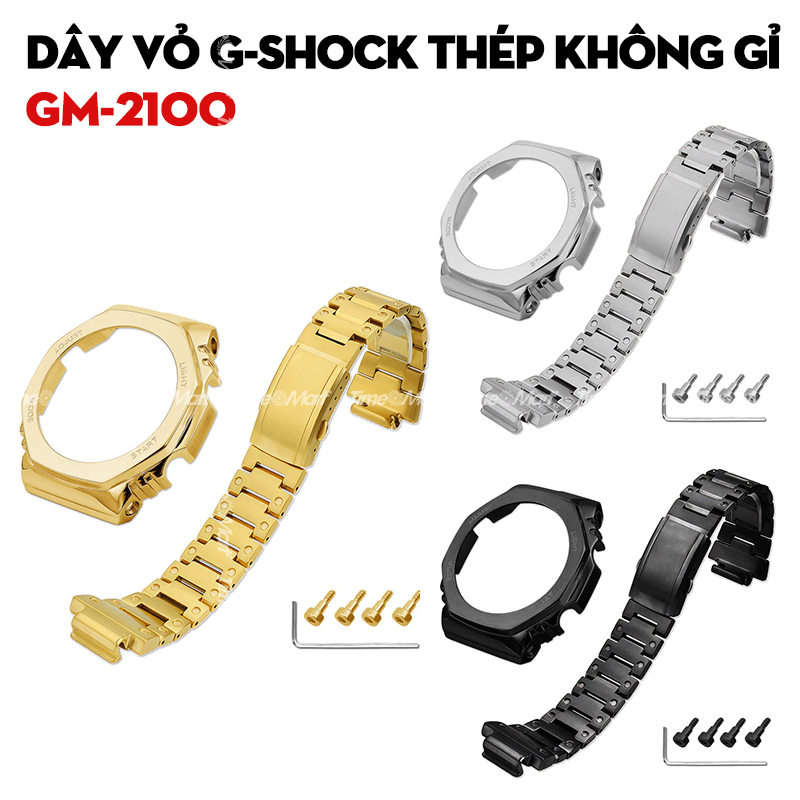 Dây Vỏ GM-2100 Kim Loại Thép Không Gỉ – Bộ Sưu Tập Nâng Cấp Đẳng Cấp Cho CasiOak Kim Loại