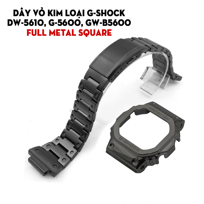 Dây Vỏ Kim Loại G-Shock DW-5610, G-5600, GW-B5600 Màu Đen - Full Metal Black