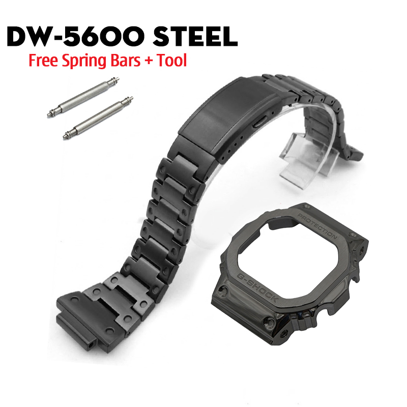 Dây Vỏ Kim Loại G-Shock DW-5600 Màu Đen - Full Metal Square Black Edition