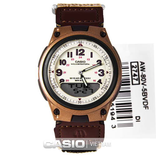 Đồng hồ Casio AW-80V-5BVDF Chính hãng Pin 10 năm